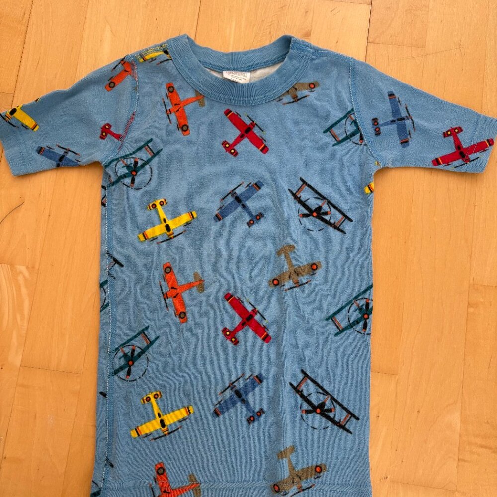 Hanna Andersson Airplane Pajama Set Size 6-7 shorts + short sleeve top Cotton - Picture 5 of 7